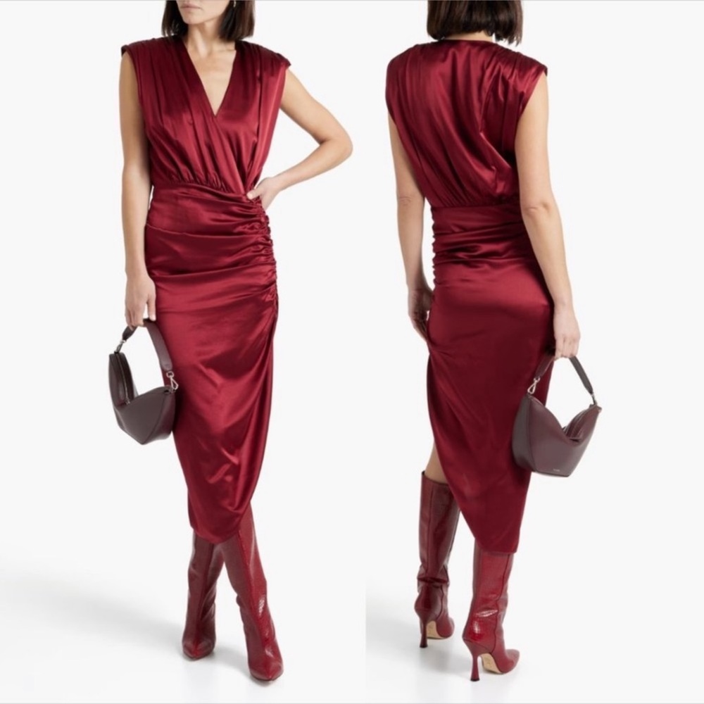 Veronica Beard Casela Sleeveless Ruched Midi Dress Sz 8